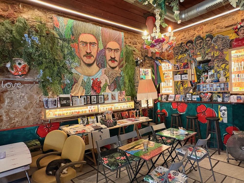 The space is decorated with serious style
